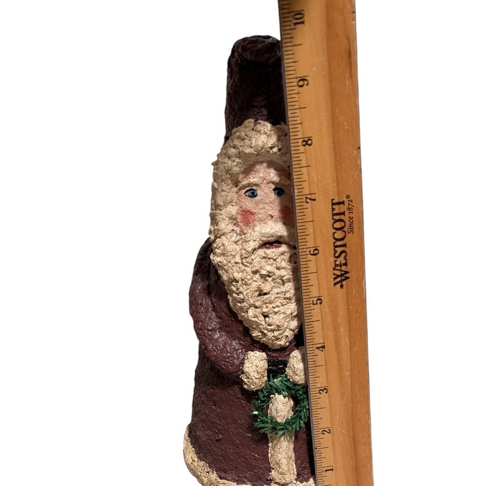 Vintage 1990 's paper mache Santa Claus with wreath Christmas Holiday hand-made - Picture 3 of 10